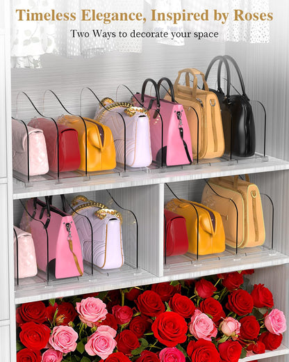 SURETIVIAN 2 Pack Adjustable Handbag Organiser Storage for Wardrobe, Clear