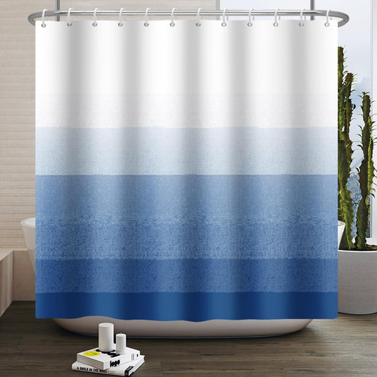 SDOTPMT 69x75inch White Dark Blue Bicolor Shower Curtain Classic Traditional Bath Curtain Minimalist Theme Bathtub Curtain for Bathroom Decor Fabric