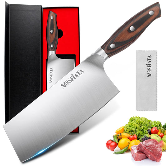 MOSFiATA 8 Inch Chef Knife, Sharp Chinese Chef Knife Professional Kitchen Knives, High-Carbon German Stainless Steel Japanese Chopping Knife with