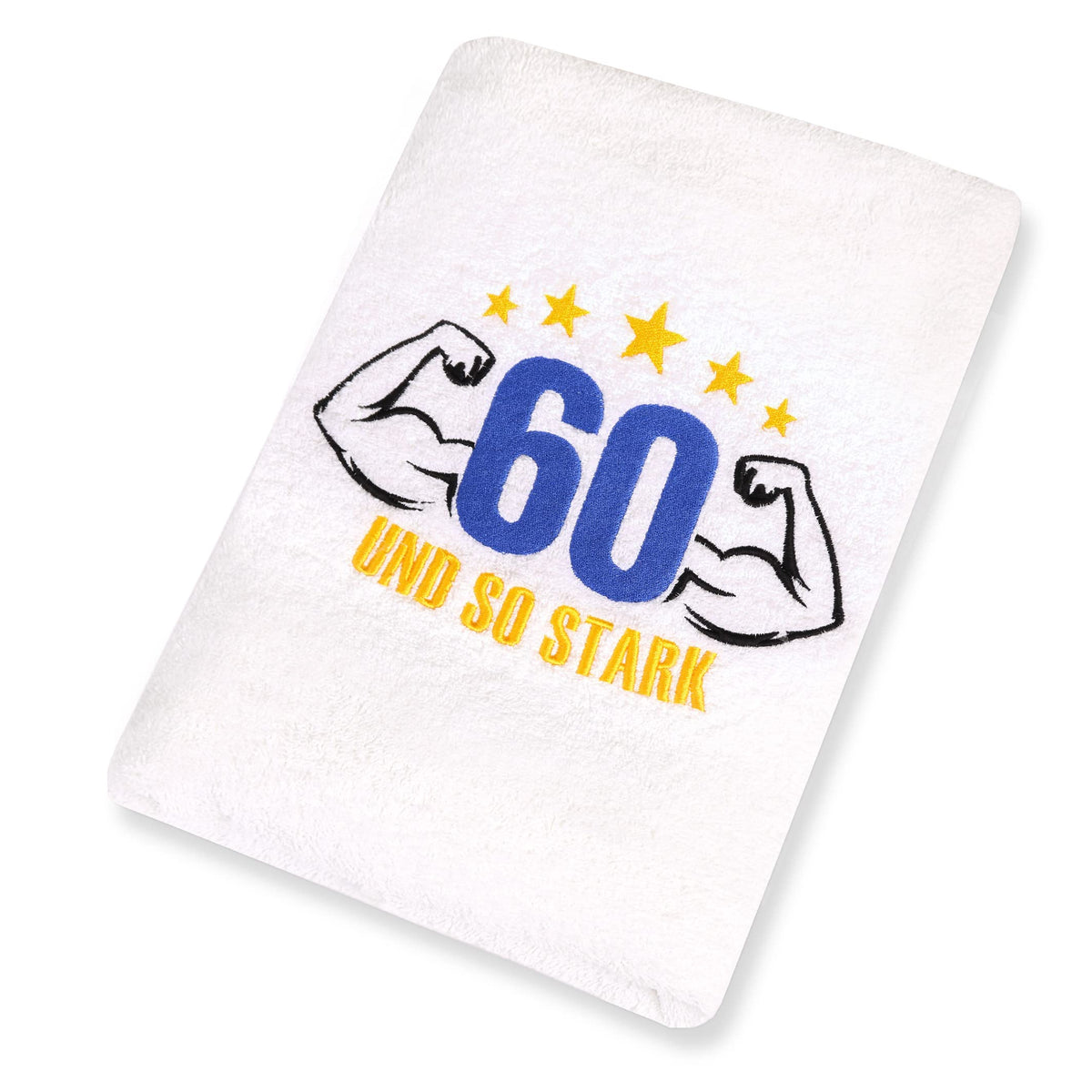 Abc Casa 60th birthday gift towel with embroidered muscles for men - a useful gift for 60 years - a wonderful gift idea for 60th