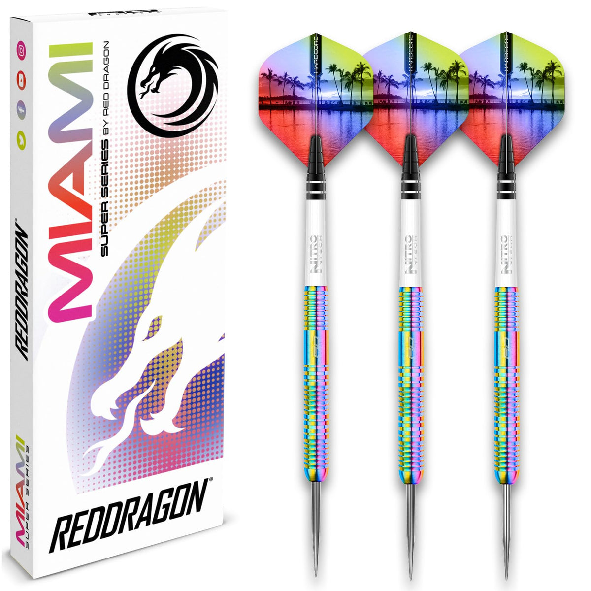 RED DRAGON Miami 24 Gram Professional Tungsten Darts Set with Flights and Stems