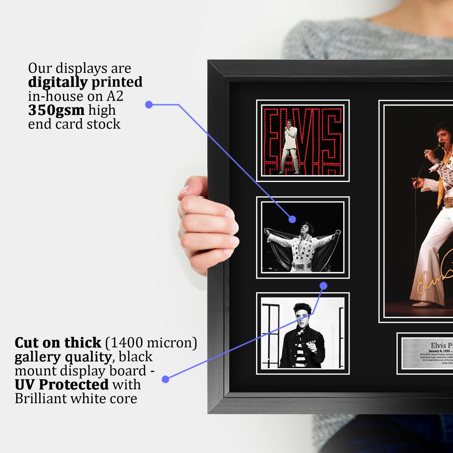 HWC Trading FR A2 Elvis Presley Gifts Deluxe Printed Signed Autograph Picture for The King of Rock and Roll - A2 Framed