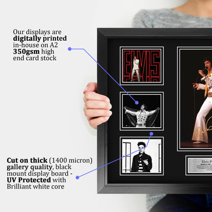 HWC Trading FR A2 Elvis Presley Gifts Deluxe Printed Signed Autograph Picture for The King of Rock and Roll - A2 Framed