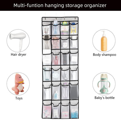 SAVERHO Over The Door Shoe Organizer, Hanging Shoe Organizer with 24 Mesh Large Pockets Door Shoe Rack Organizer for Men Women Kids Hanging Shoe