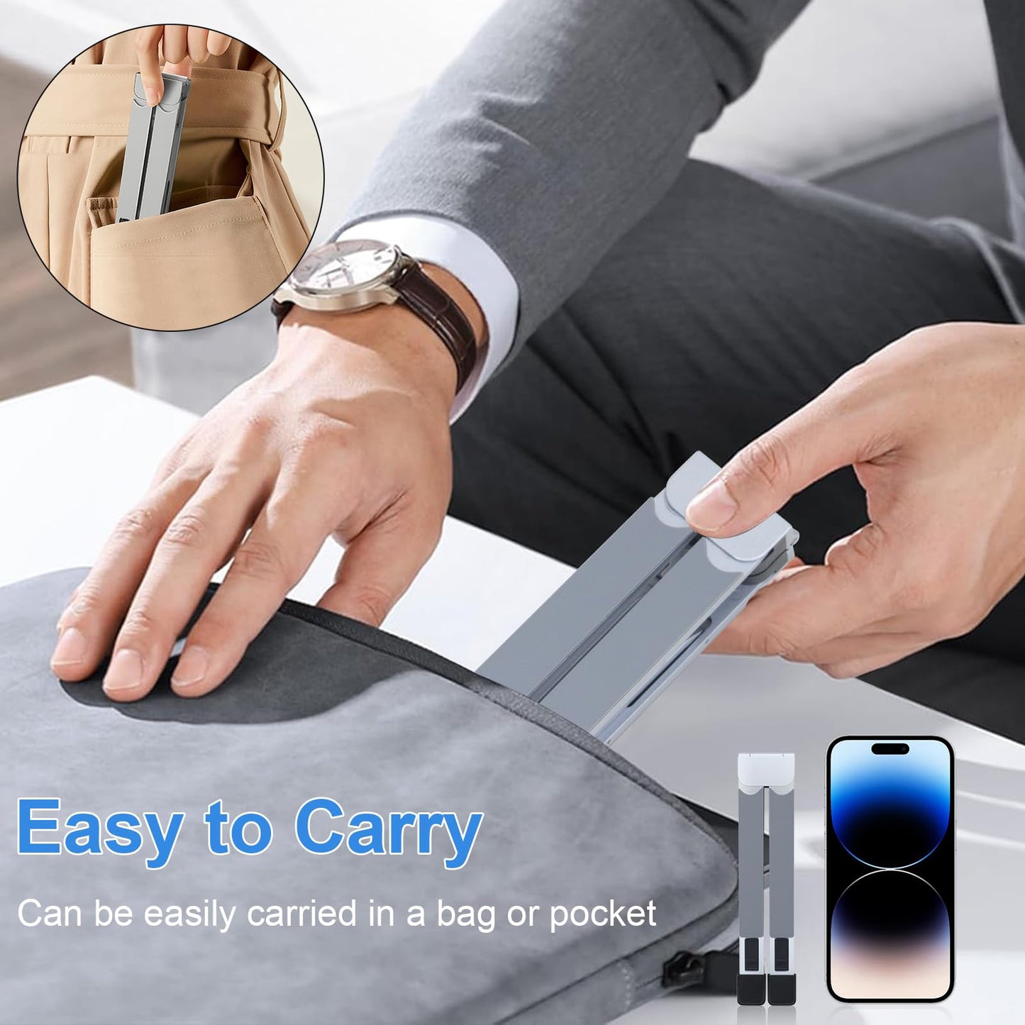 Laptop Stand for Desk, 5-Angle Adjustable Laptop Riser with Carry Bag,16cm Portable Foldable Laptop Holder