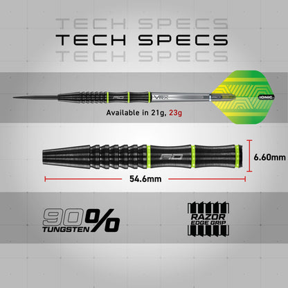 RED DRAGON Freestyle 23g Tungsten Darts Set with Flights and Stems
