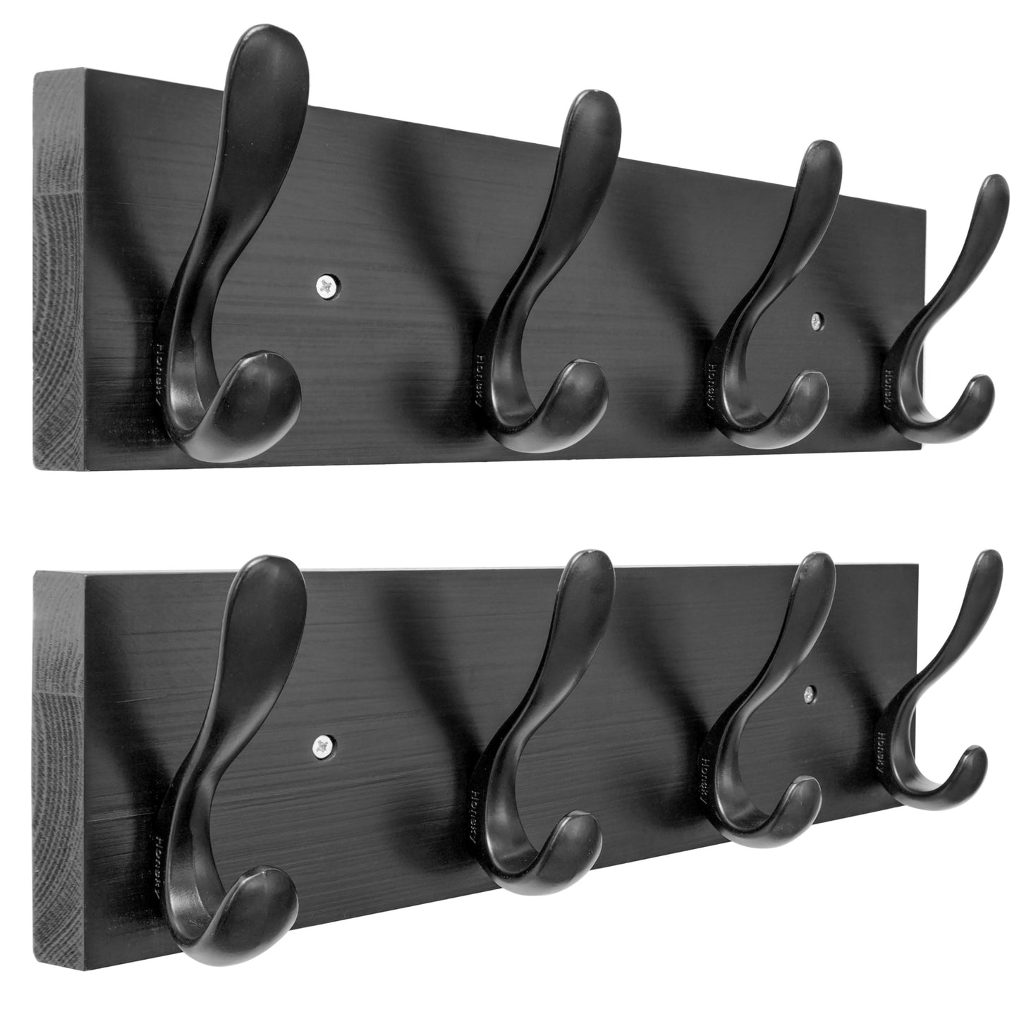 HONSKY Wooden Coat Rack Wall Mounted with 4 Double Hooks,Wall Mounted Clothes Rack Organizer for Jackets/Hats/Scarves
