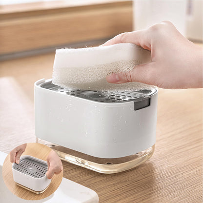 Dish Soap Dispenser, RUFCRIL 300ml Kitchen Soap Pump Dispenser with Sponge Included, White
