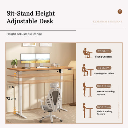 Klicelor Electric Standing Desk, 2 Memory Buttons for stand & sit, 160x60