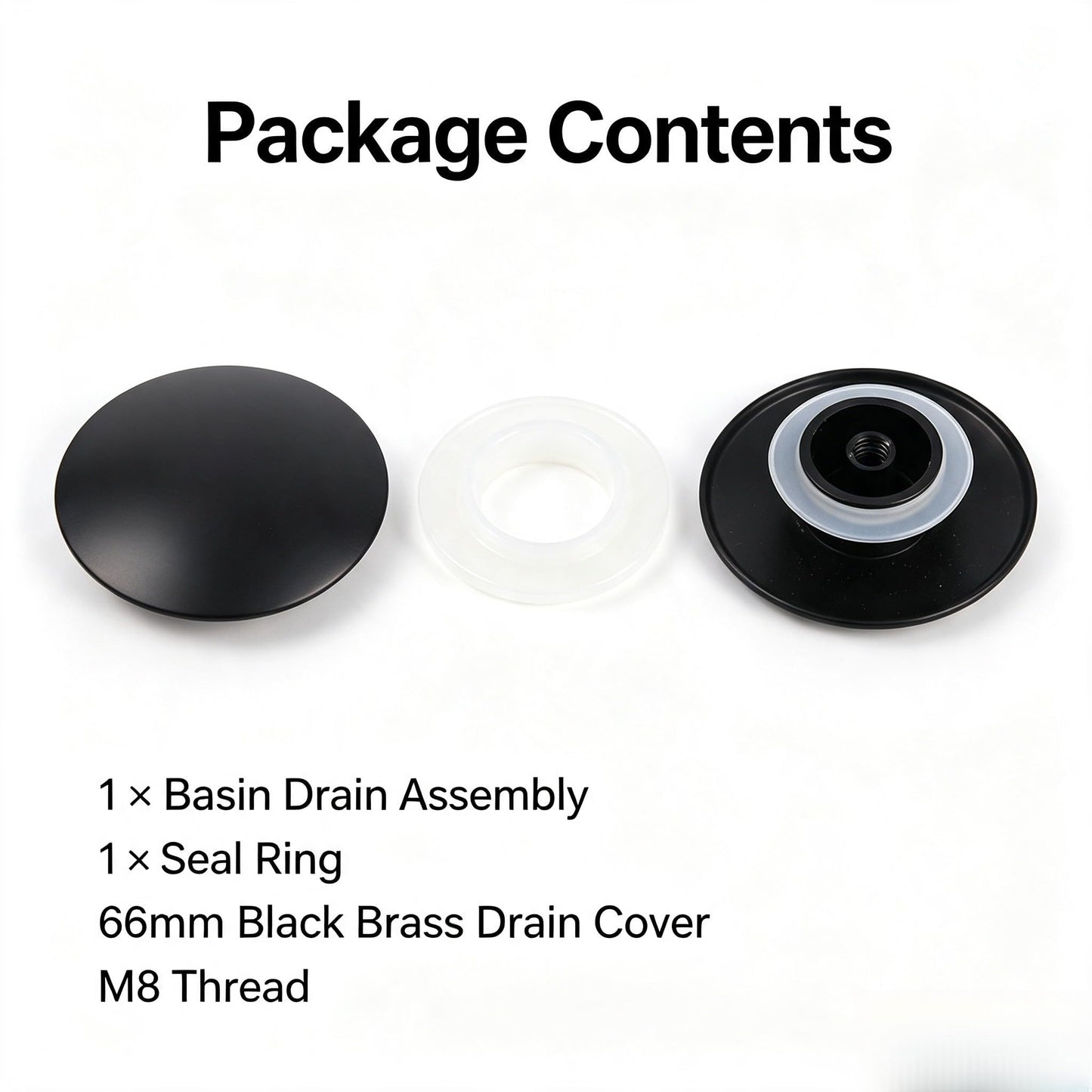 66mm Basin Waste Black Sink Push Button Brass Basin Waste Pop-up Click Sink Drain Stopper Water Plumbing Overflows Stopper for Bathroom Kitchen