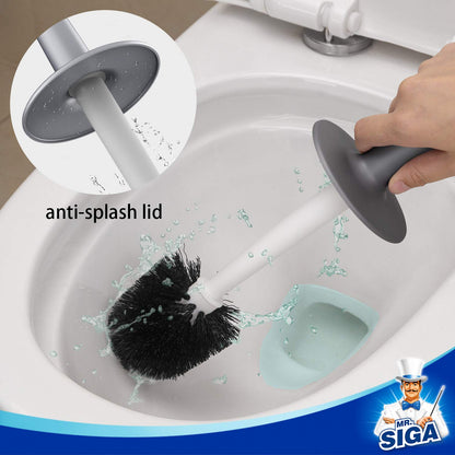 MR.SIGA Toilet Bowl Brush and Holder for Bathroom, grey, 1 Pack