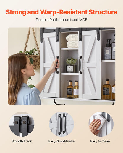 VEVOR Bathroom Wall Cabinet, 2 Doors and Adjustable Shelf, Over the Toilet Storage Medicine Cabinet Wall Mounted