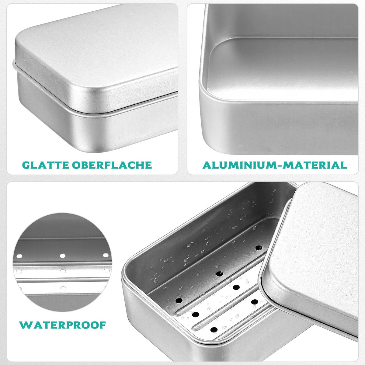 Tenbrachian 2 Pcs Travel Soap Cases, 150 ML Aluminum Soap Box, Soap Travel Case, Metal Soap Box, Soap Container, Leakproof Soap Dish Holder