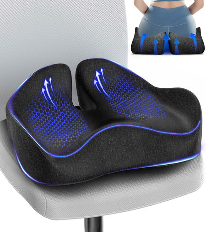 Airllantry Seat Cushion, Memory Foam Pressure Relief Coccyx Cushion for Tailbone Pain, Extra-Large Butt Pad for Office Chair, Car Seat