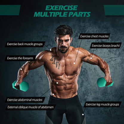 ACTIVE FOREVER Dumbbells 2?5kg, Set of 2, Hex Dumbbells Pair, Neoprene Waterproof Non-slip Dumbells Set (Dark Green)