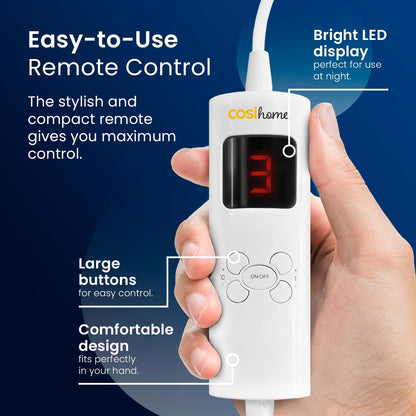 Cosi Home Luxury Faux Fur Heated Throw - Electric Heated Blanket with 9 Heat Settings, 9 Hour Timer and Overheat Protection - Machine Washable with