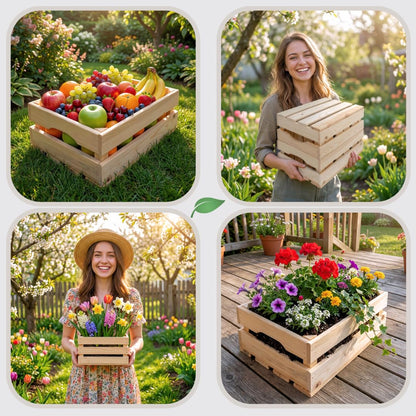 ITA Alina Wooden Crates Set, 6 Storage Crates in 3 Sizes, Decorative Wooden Storage Boxes, Stackable & Nestable, FSC-Certified Wood, Made in EU