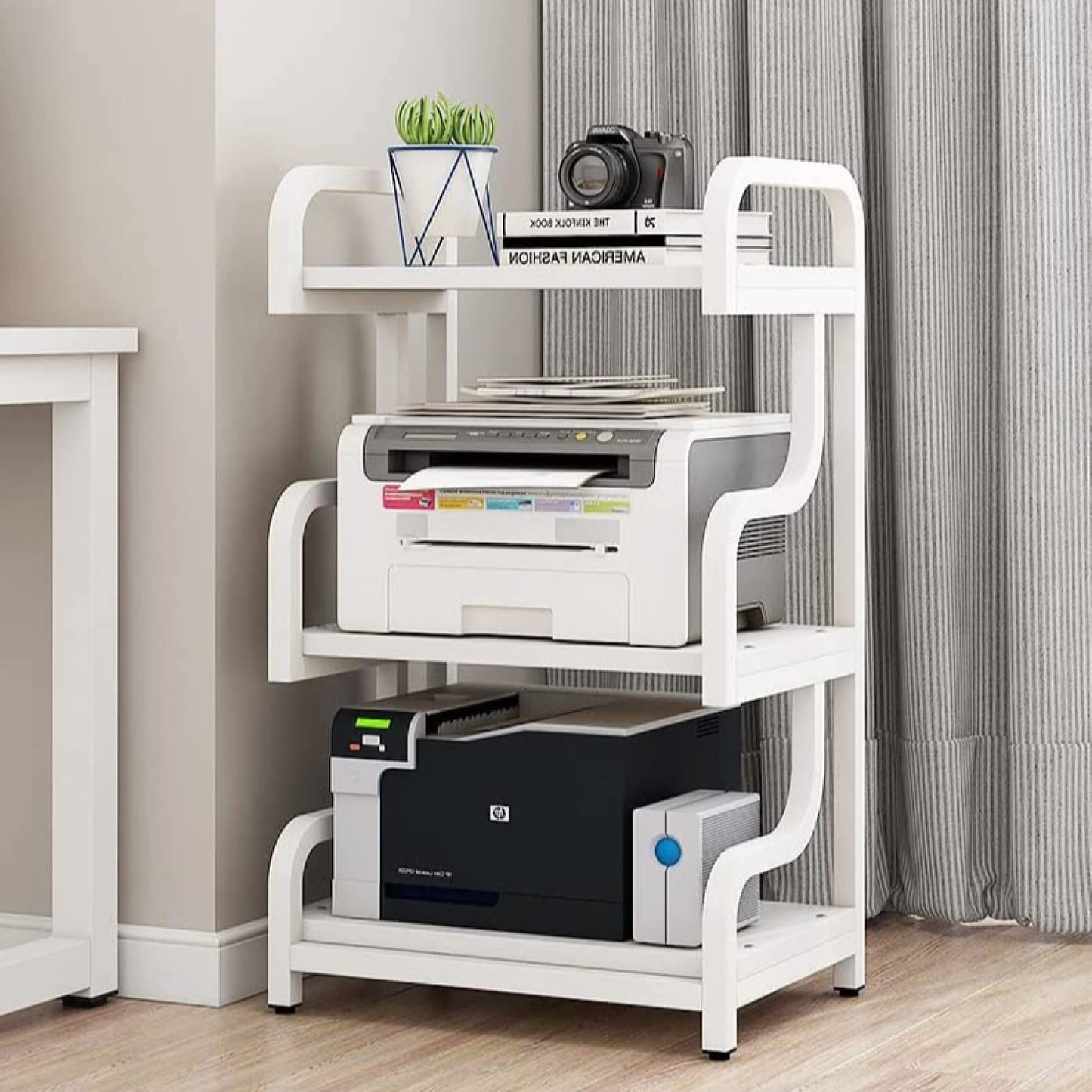 PUNCIA 3-Tier Printer Stand with Storage Movable Printer Table on Wheels