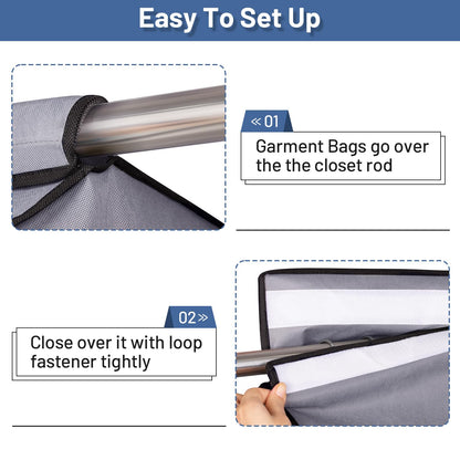 SLEEPING LAMB 2 Pack 54" Hanging Clothes Bags for Storage Long Dresses Fully Sealed for Clothes Jackets Coats Suits with Clear PVC Window