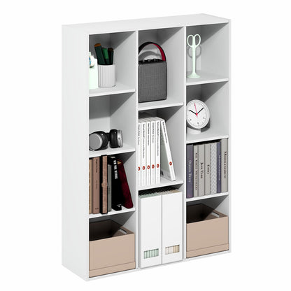 Furinno LUDER Book Shelf, 11-Cube Bookshelf, Reversible Cube Storage Bookcase, Open Storage Shelf, Closed Back 23.88 x 73.91 x 105.92 cm