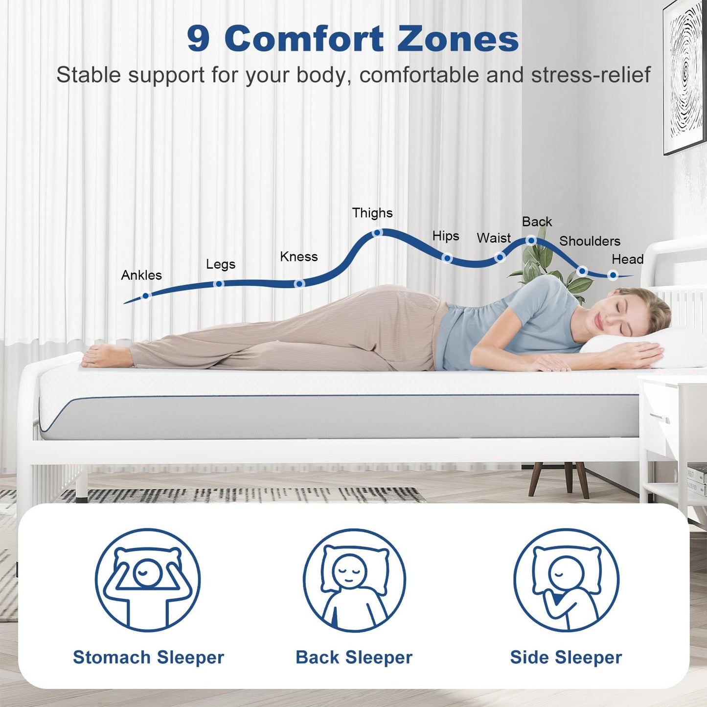 Doubleslee 4FT Small Double Mattresses Memory Foam, Medium, 120x190x20cm