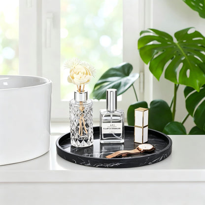 Silicone Bathroom Tray Round Vanity Tray Decorative Soap Holder Kitchen Countertop Organizer Coffee Table Decor for Candle, Perfume, Plant
