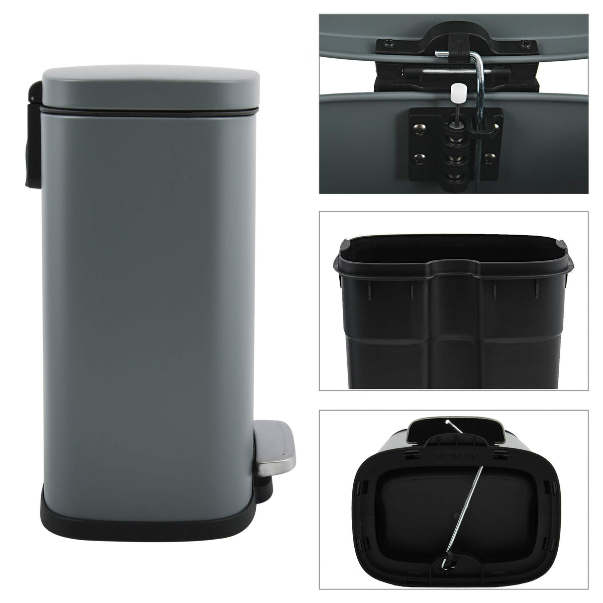 Spirella Collection Akira Pedal Bin, 21.4 x 17.6 x 30 cm (5 Litres), Steel, Matt Chrome