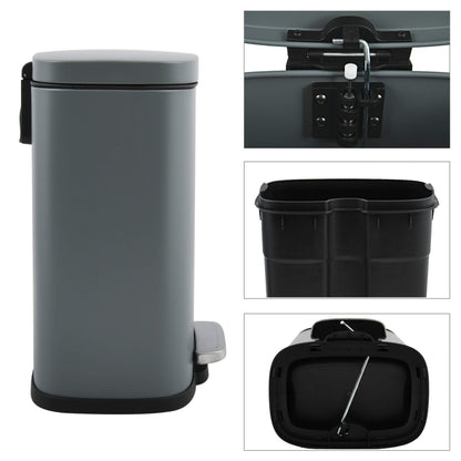 Spirella Collection Akira Pedal Bin, 21.4 x 17.6 x 30 cm (5 Litres), Steel, Matt Chrome