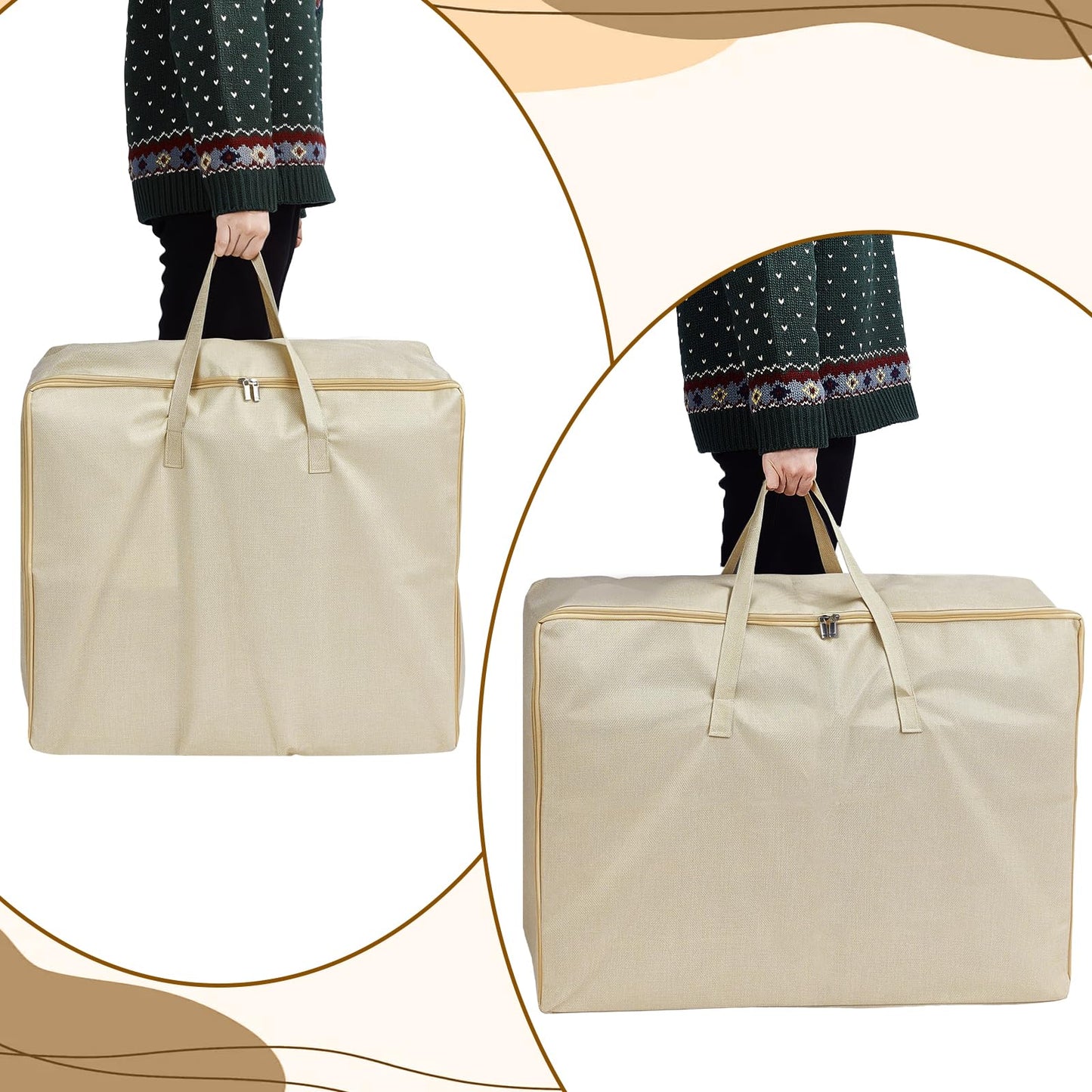 TWINKLEMON 4 Pcs Large Clothes Storage Bags with Zipper and Handles