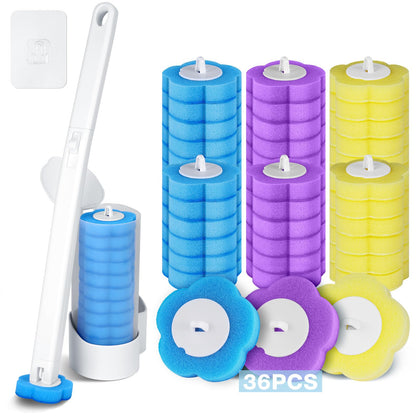 ANOMM Toilet Wand Kit with 36 Replacement Heads and 1 Extended Handle