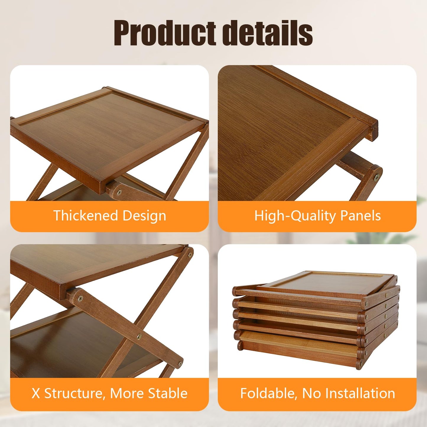 YYW Shoe Rack, Foldable Bamboo Shoes Shelf, Freestanding Shoe Storage Organiser for Entryway, Bedroom, Closet, Hallway - Natural