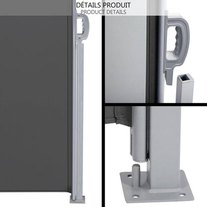 VOUNOT? Side Awning Retractable, Outdoor Privacy Screen for Garden, Balcony, Terrace, 140 x 300 cm, Grey