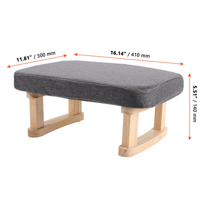 SINJEUN Small Footstool, Ottoman Foot Stool with Wooden Legs and Removable ‌Cotton-Flax Cover, Low Footstool for Living Room, Bedroom, Couch Side
