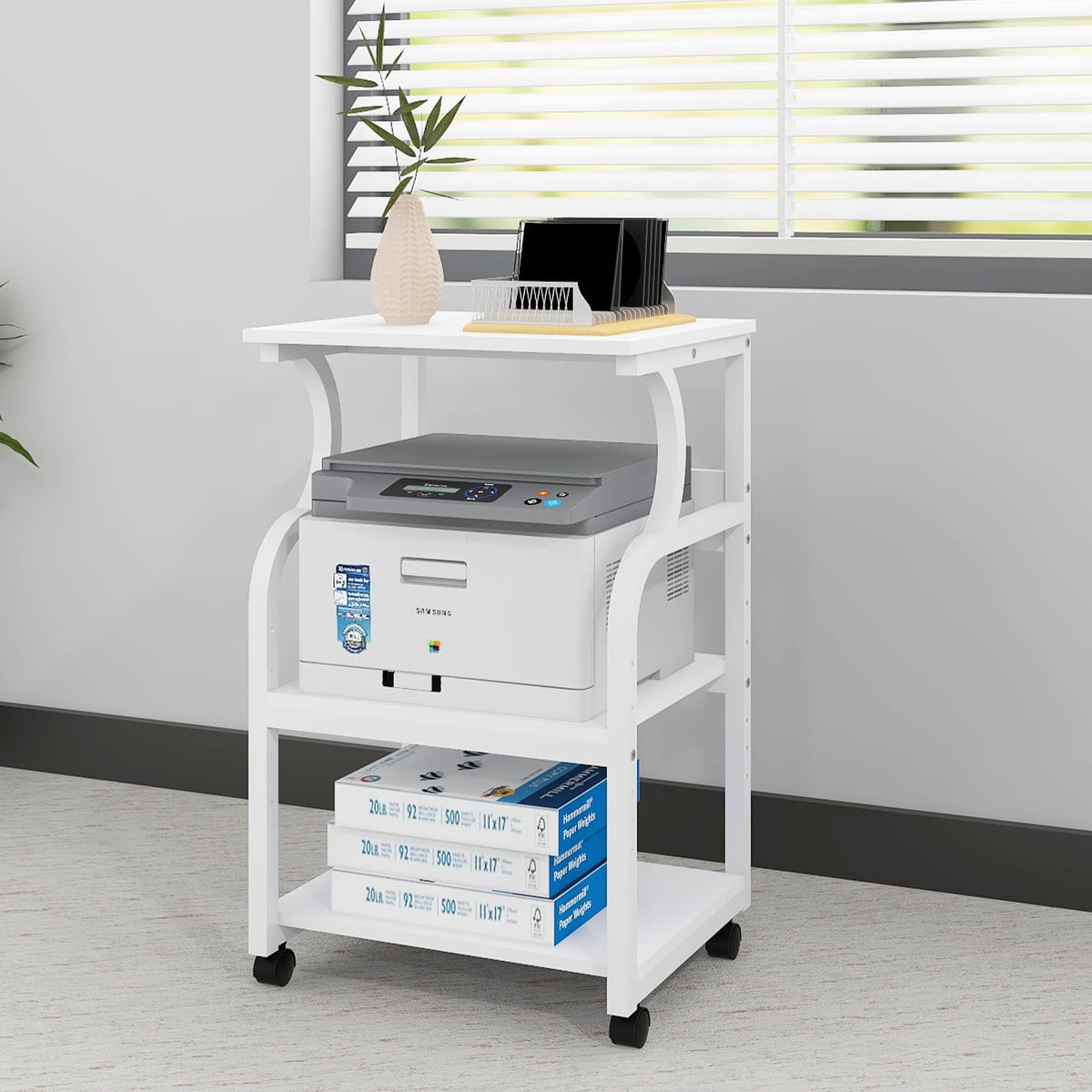 PUNCIA 50x40x73cm Large Printer Stand, Storage Unit with Adjustable Shelf