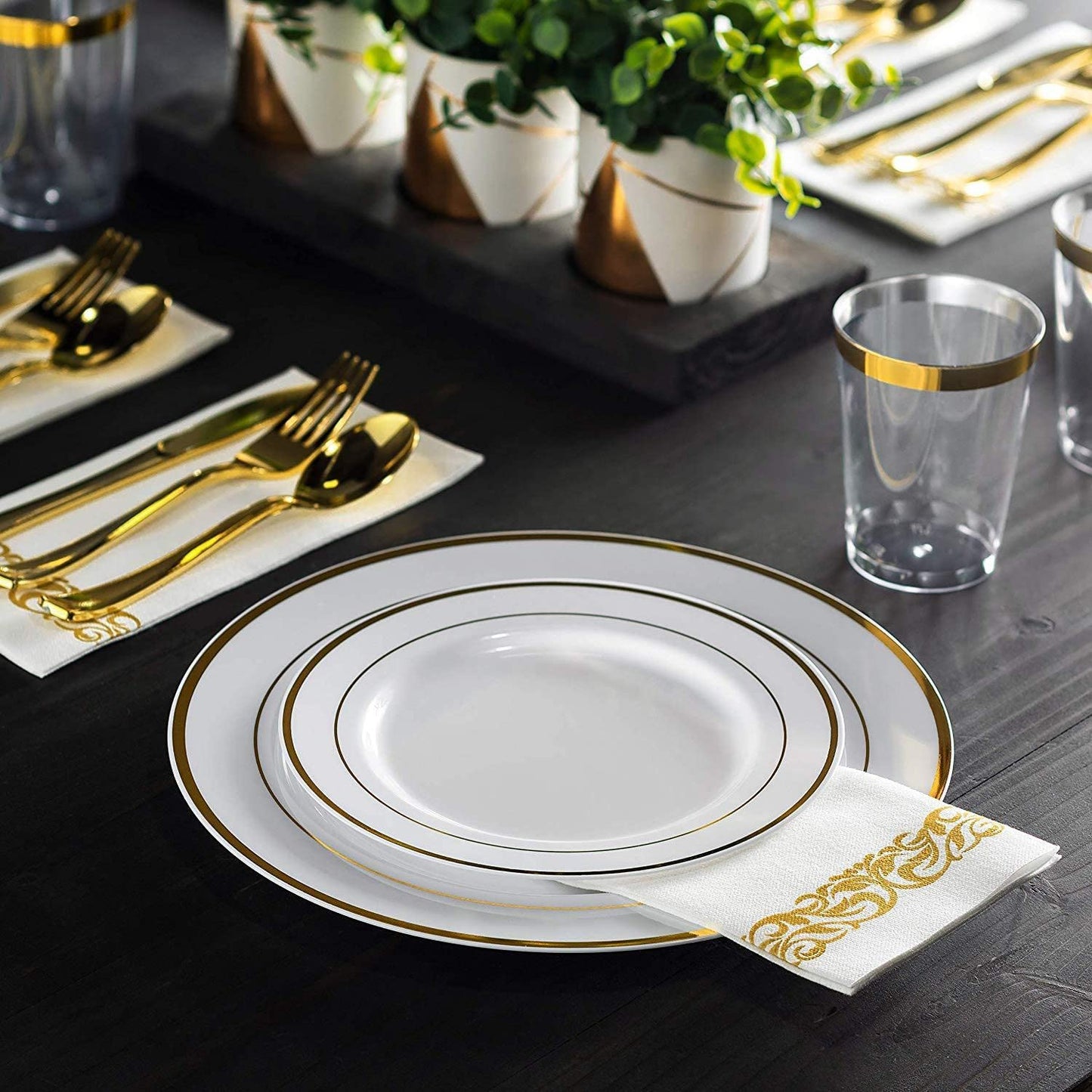 DADAWU Disposable Hand Towels,Linen Feel Guest Towels,Gold Napkins,Bathroom Towels,Cloth Like Paper,Paper Towles,Hand Napkins,100PCS