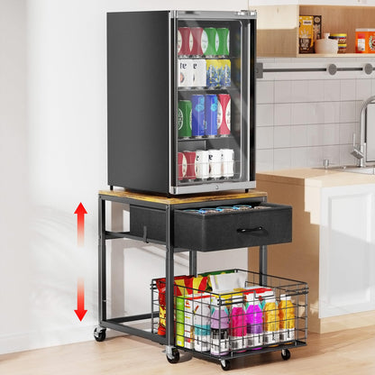 Housolution Mobile Mini Fridge Stand with Storage, Height Adjustable
