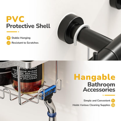 ALOCEO Shower Caddy Hanging No Drilling, Silver Shower Shelf, Shower Storage 304 Stainless Steel Suitable for Use in the Bathroom