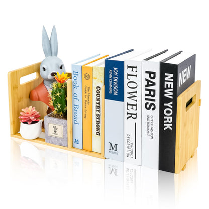 SHILIPAIJC Expandable Desktop Bookshelf, Small Countertop Bookcase