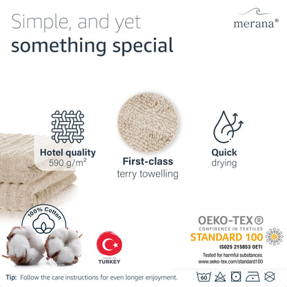 Merana OSLO towel set | quick-drying, soft & lint-free | terry luxury quality | 100% cotton terrycloth | OEKO-TEX | 590 GSM | gift set | Beige