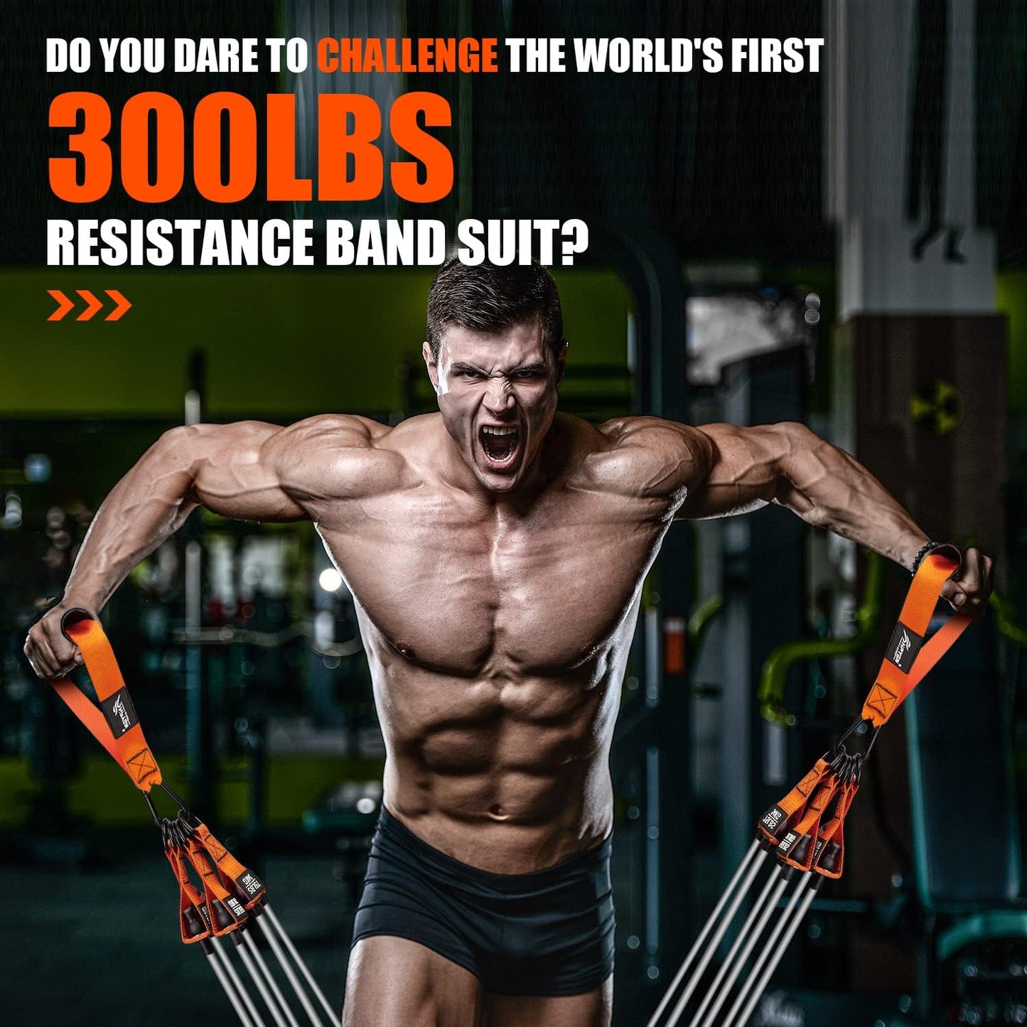 HPYGN Heavy Resistance Bands 300lbs, Weight for Exercise with Handles, Door Anchor, Carry Bag, Workout Men, Physical Therapy, Muscle Training,