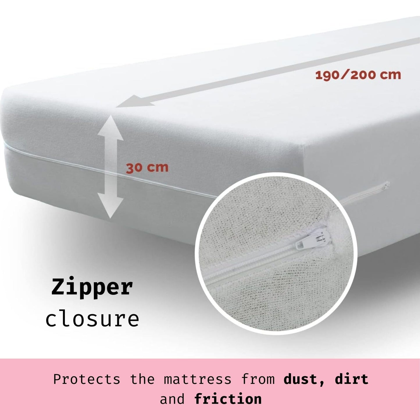 Tural Mattress Encasement Pack of 2 90x190/200cm Single Size Silk Touch Zipped