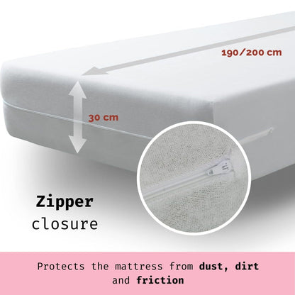 Tural Mattress Encasement Pack of 2 90x190/200cm Single Size Silk Touch Zipped