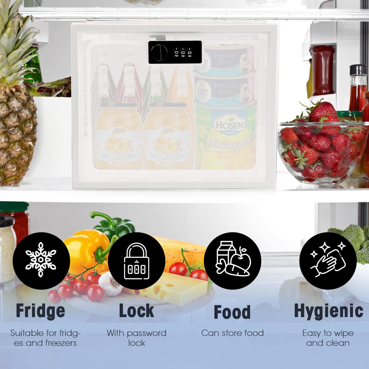 Lockable Medicine Box, Lockable Fridge Storage Box, Premium Material Lockable Container for Medicine, Phone, Food
