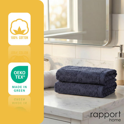 Rapport Home Safari Face Towels 2-Pack | Luxurious 100% Cotton 500gsm Soft Absorbent Face Cloths | Oeko-Tex Certified Bathroom Hand Towels