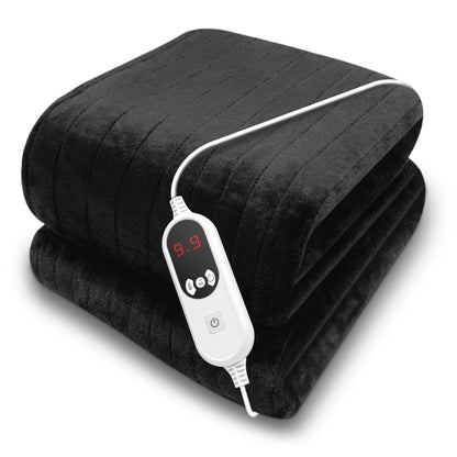 Purus Black Heated Throw Electric Blanket, 160 x 120cm Heated Blanket Machine Washable Soft Micro Fleece Electric Throw Overblanket with 12HR Timer