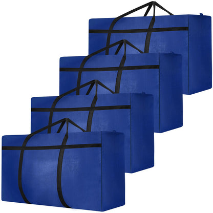 4 Pack 180L Jumbo Moving Bags, Storage Bags, Moving Box with Zip, Blue