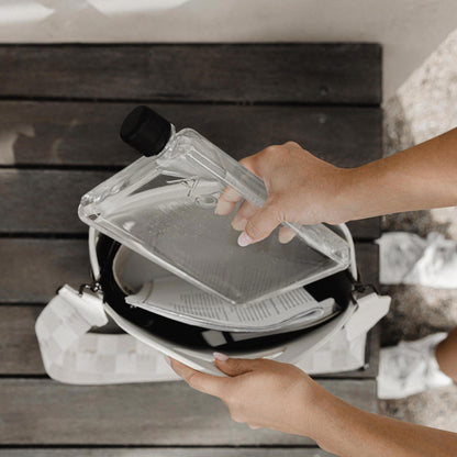 A5 memobottle 25 oz(750ml)| Flat Water Bottle for Your Bag |BPA-Free |Sleek and Convenient Design Supports Clean Water Initiatives