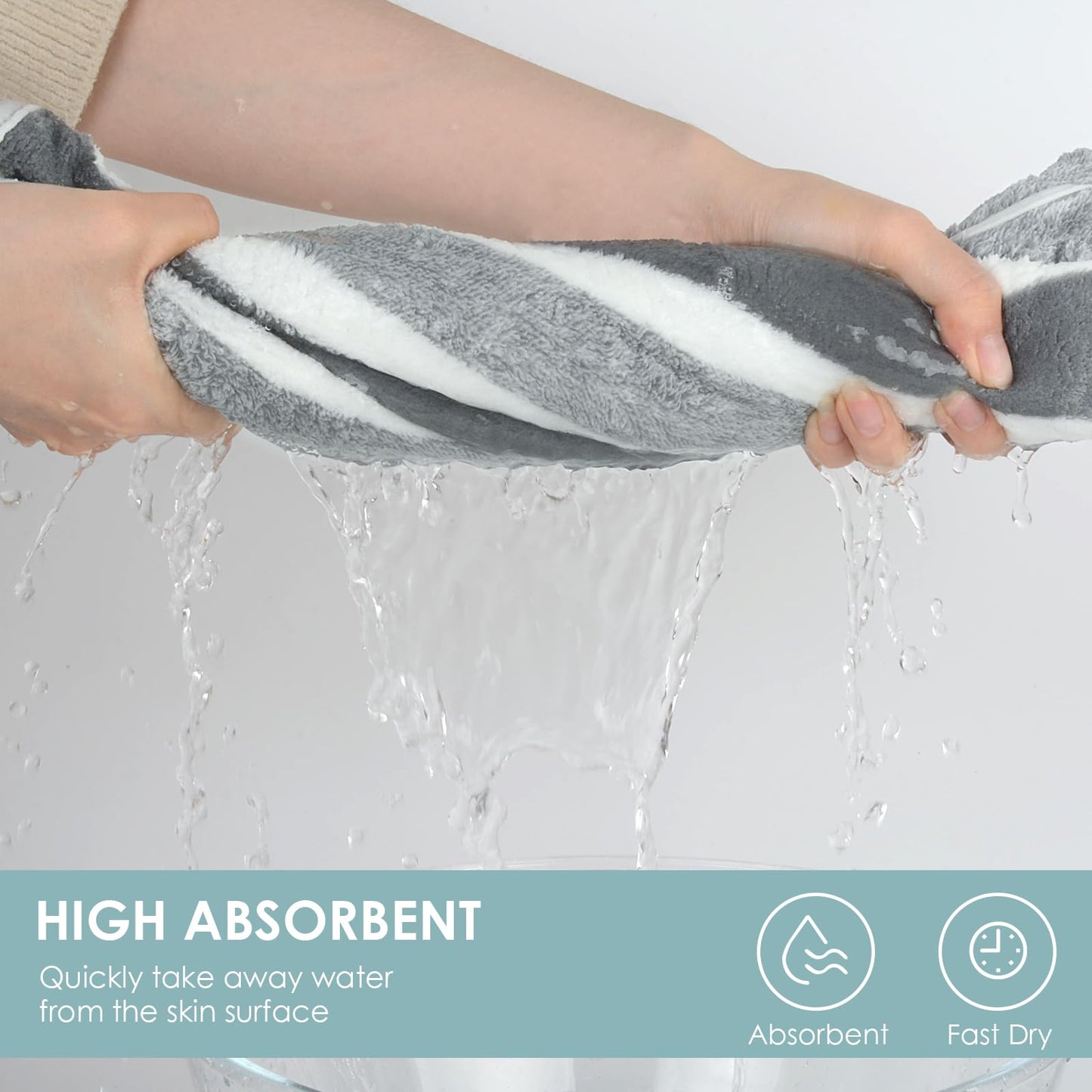 VIVOTE Hand Towel for Bathroom Large Hand Towels with Hanging Loop Grey