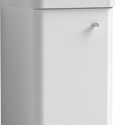 nuie COR102 Core Modern Bathroom Floor Standing 1 Door Vanity Unit and 1 Tap Hole Ceramic Basin, 864 x 405 x 355mm, Gloss White