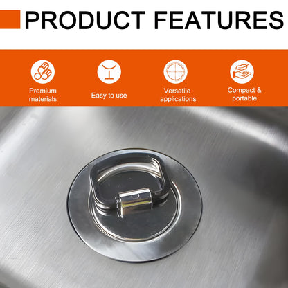 Universal Chrome Sink Plug Bath Plug Replacement, Chrome Finish Sink Plug, Easy-Grip Handle Drain Stopper with Leak-Proof Seal for Bathroom Kitchen
